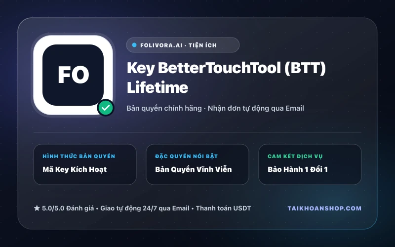Key BetterTouchTool (BTT) Lifetime