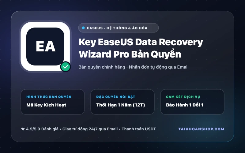 Key EaseUS Data Recovery Wizard Pro Bản Quyền