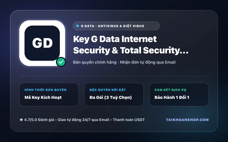Key G Data Internet Security & Total Security Bản Quyền