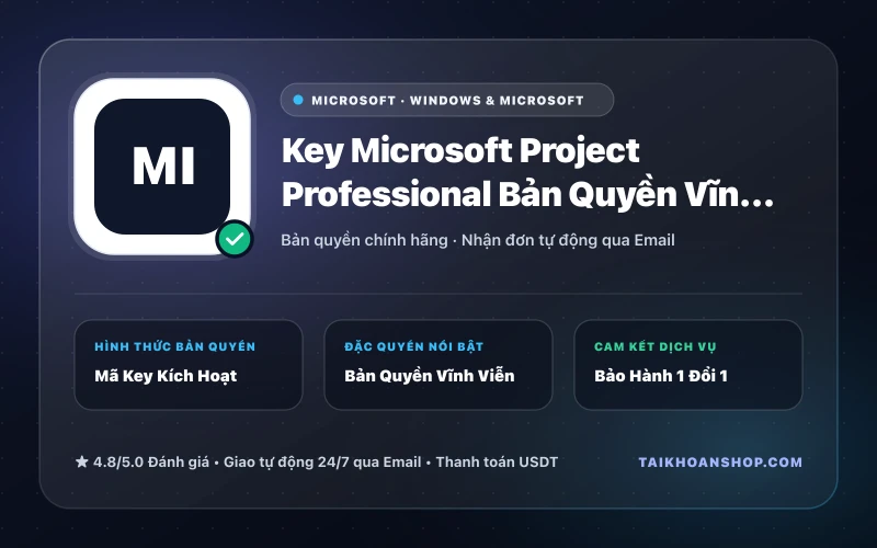 Key Microsoft Project Professional Bản Quyền Vĩnh Viễn
