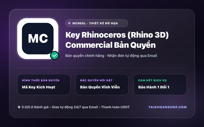 Key Rhinoceros (Rhino 3D) Commercial Bản Quyền