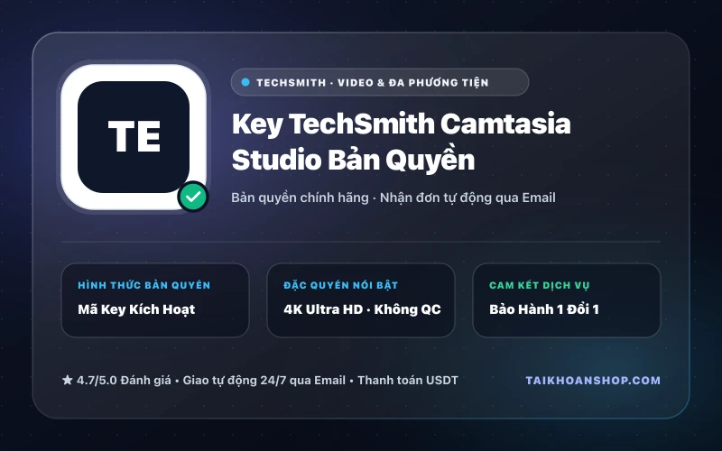 Key TechSmith Camtasia Studio Bản Quyền