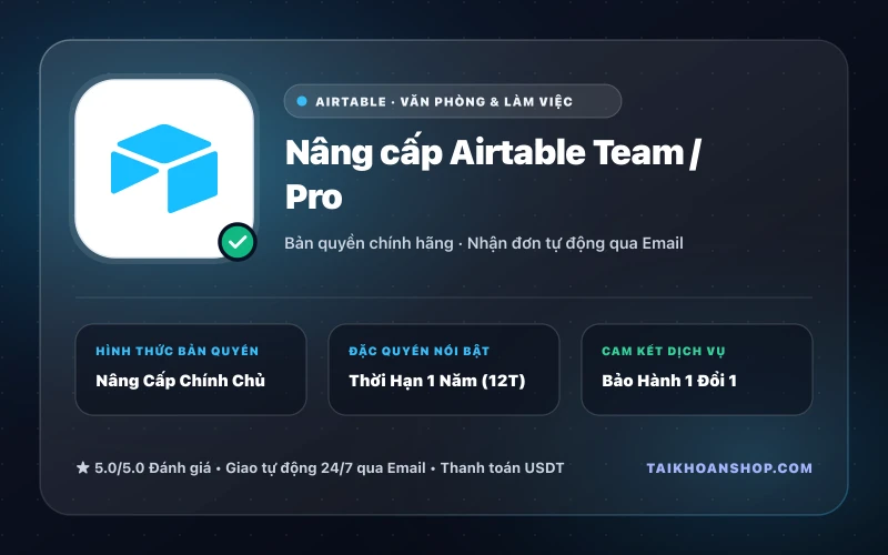 Nâng cấp Airtable Team / Pro