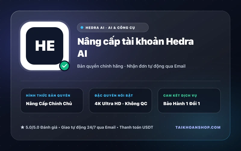 Nâng cấp tài khoản Hedra AI