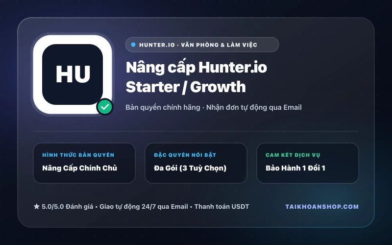 Nâng cấp Hunter.io Starter / Growth