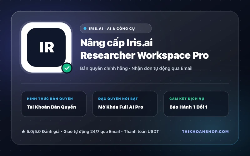 Nâng cấp Iris.ai Researcher Workspace Pro