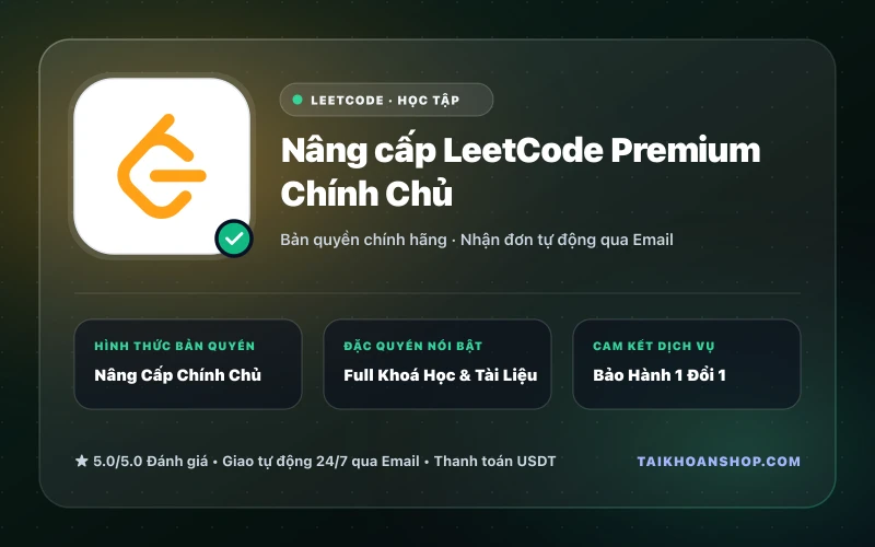 Nâng cấp LeetCode Premium Chính Chủ