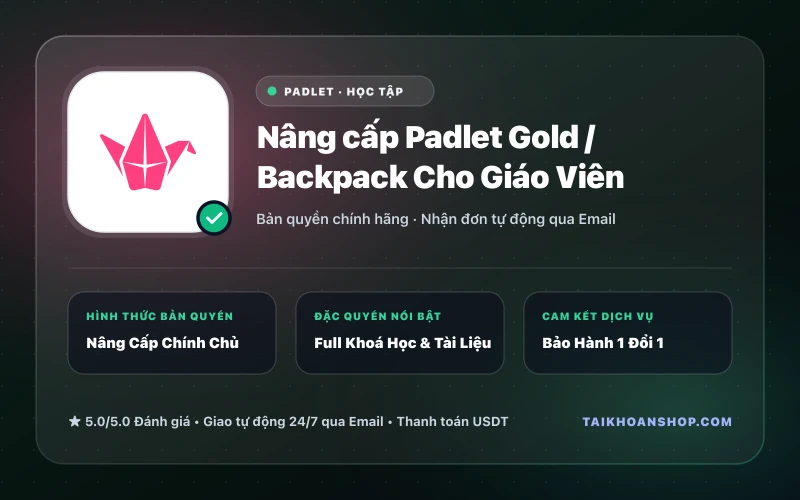 Nâng cấp Padlet Gold / Backpack Cho Giáo Viên
