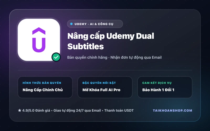 Nâng cấp Udemy Dual Subtitles