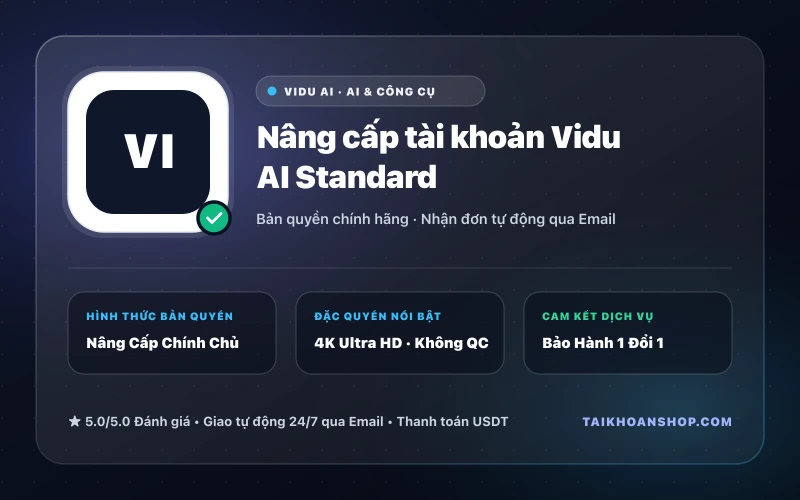Nâng cấp tài khoản Vidu AI Standard