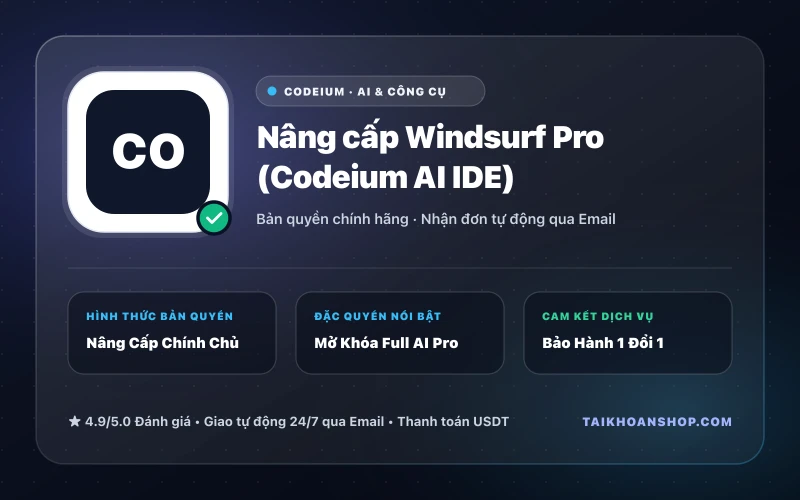 Nâng cấp Windsurf Pro (Codeium AI IDE)