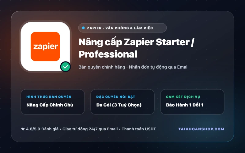 Nâng cấp Zapier Starter / Professional