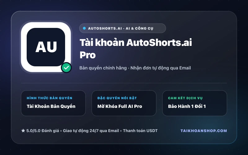 Tài khoản AutoShorts.ai Pro