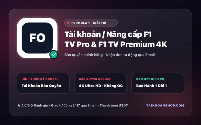 Tài khoản / Nâng cấp F1 TV Pro & F1 TV Premium 4K
