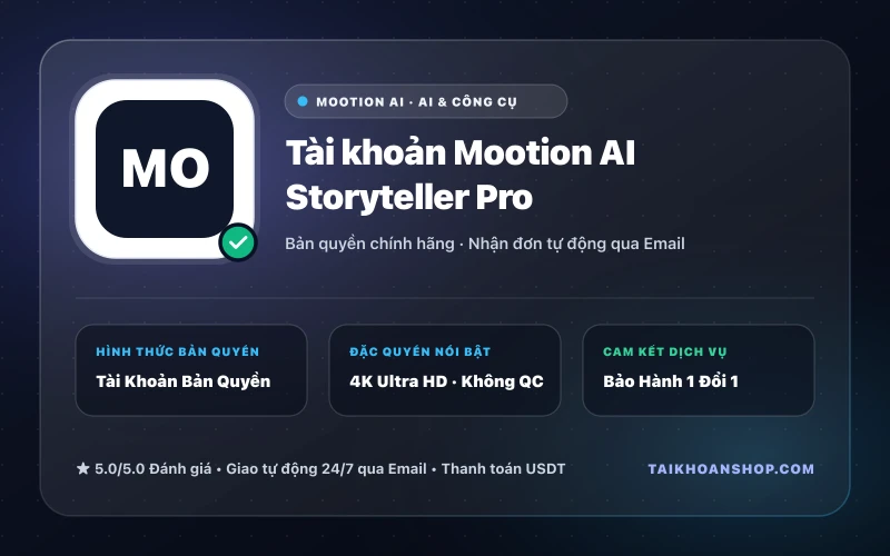 Tài khoản Mootion AI Storyteller Pro