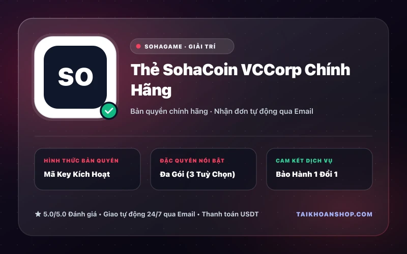 Thẻ SohaCoin VCCorp Chính Hãng